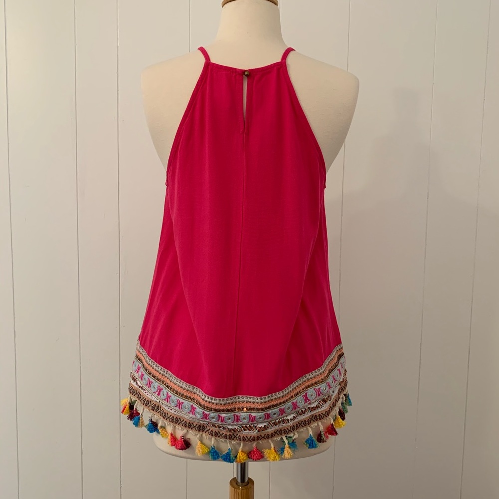 GIDDY UP GLAMOUR Hot Pink Fringe Halter Top - Picture 6 of 9